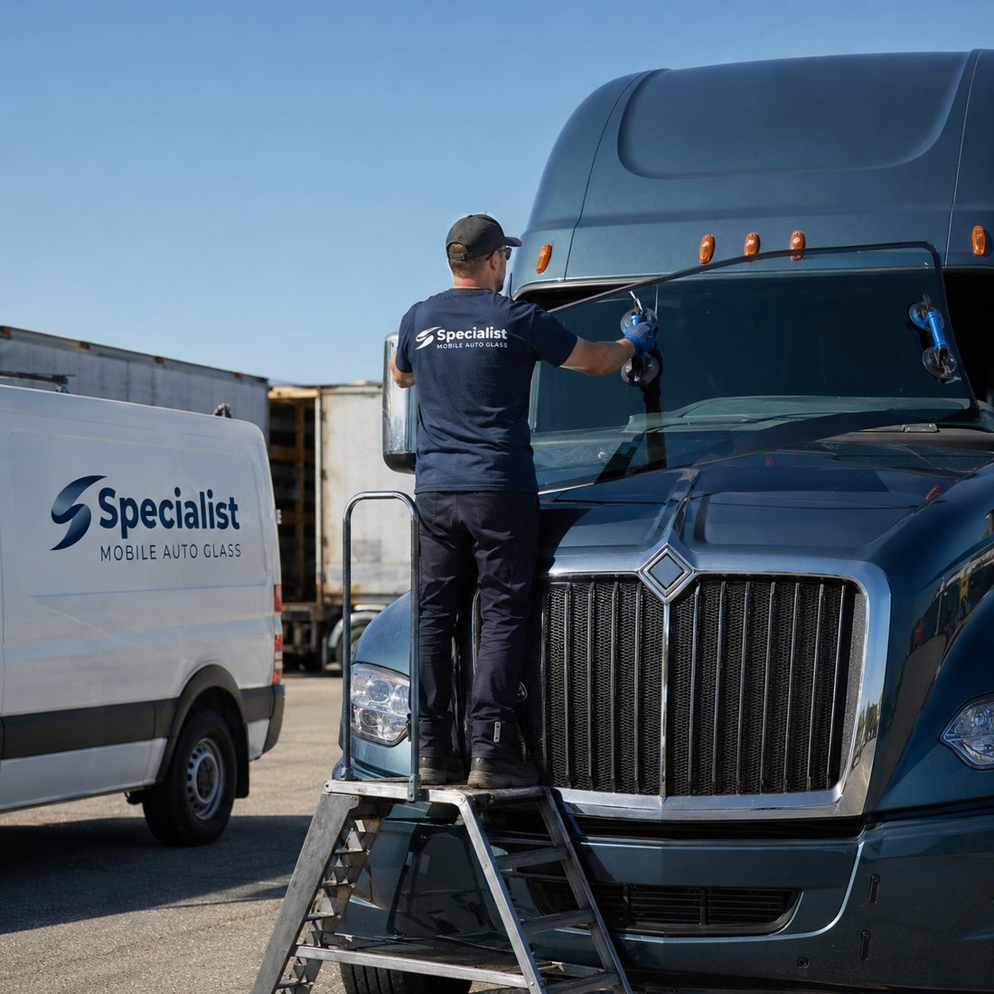 Semi-Truck Windshield Repair and Replacement by Specialist Mobile Auto Glass technician in Surprise, AZ